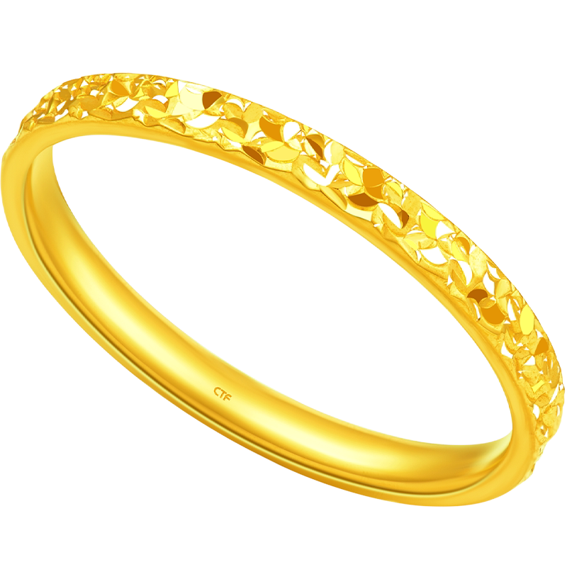 Chow Tai Fook Explosive Sparkling Ice Crushed Gold Pure Gold Ring