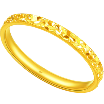 Chow tai fook explosive sparkling ice crushed gold pure gold ring