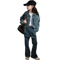 Yuyingfang Girls Denim Suit Autumn 2024 Medium and Large Children Short Jacket Personalized Niche Jeans Two-piece Set