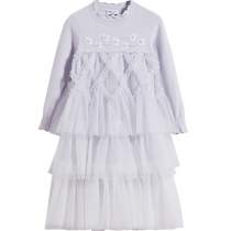 (JASONWU joint name) Girls handmade beaded mesh splicing dress autumn and winter new style fashionable and modern