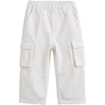 Mark Jenny 2024 Spring New Childrens Large Pocket Straight Jeans Boys Cotton Pants Casual Pants