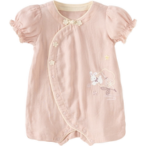 David Bella Newborn Romper 2024 Summer Clothes for Male and Female Baby Year of the Dragon National Style One-piece Hanfu