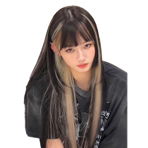 Wig highlights for women with one-piece long hair colored linen gold hanging ear-dyed wigs thin straight hair extensions