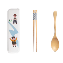 Edo Portable Tableware Japanese Wooden Spoon Wooden Chopsticks Two Pieces for Student Cafeteria Children Outdoor Travel Tableware