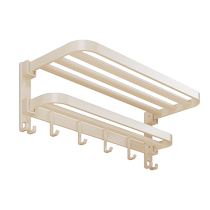 Ouniyou Cream Bath Towel Rack No Punching Bathroom Bathroom Storage Rack Toilet Integrated Space Aluminum Rack