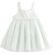 Marc Jenny 2024 Summer Clothes Girls Pure Cotton Fresh Plaid Mesh Suspender Dress