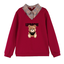 Meow Full Score Sweatshirt Womens Fake Two-Piece Large Size Bottoming Shirt Spring and Autumn Versatile Womens Long Sleeve Loose Slim Casual