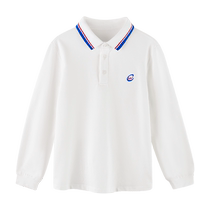 euv boy polo shirt child long sleeve T-shirt 2024 spring new CUHK Tong white collar school jacket