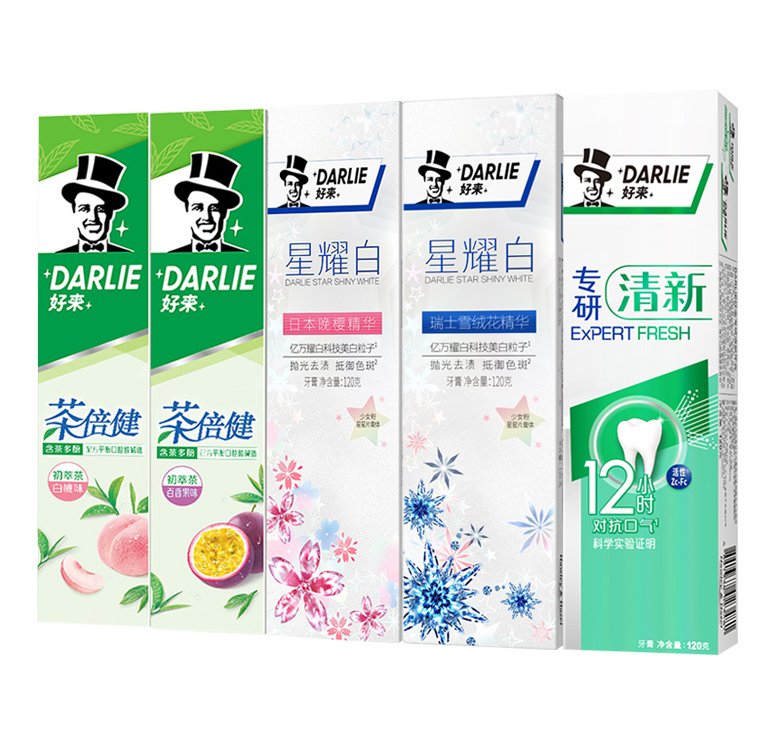 DARLIE/好来原黑人人初萃茶星耀白套装560g+专研清新120g护齿清洁