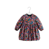 (Lufu) new autumn clothing girls full-bottom floral pure cotton bud dress