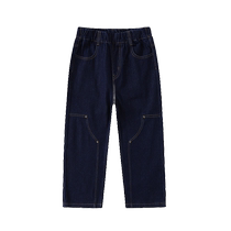 Ueki childrens clothing casual loose jeans boys trousers medium and large children 2024 spring clothing new childrens straight pants trendy