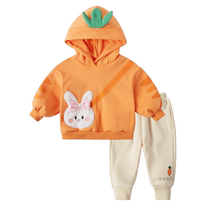 jellybaby girls sweatshirt suit childrens autumn hooded clothing plus velvet childrens clothing baby girl autumn clothing