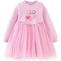 (Same style in the mall) Mini Bara Mesh Dress Girls Children Artist Joint Pattern Sweatshirt 2024