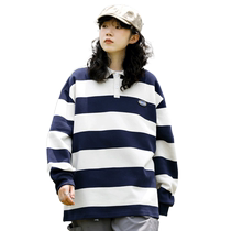 Meow perfect score trendy brand sweatshirt womens loose lazy style polo collar outer wear heavy oversize drape bottoming shirt autumn