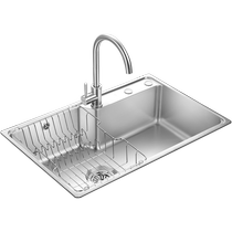 Oulin large single-slot 304 stainless steel sink kitchen sink large single-slot thickened household dishwashing sink