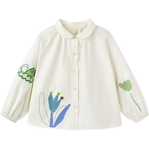 Mini Barabara girl long sleeve shirt 2024 spring baby pro-skin pure cotton sweet doll collar child shirt