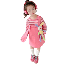 Yuyingfang Girls Long Sleeve Dress Girls Autumn Clothes 2023 Children Korean Version Fake Two Piece Striped Casual Skirt