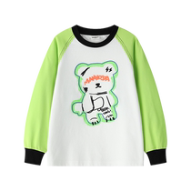 T-shirt cartoonist trendy childrens clothing autumn medium and large childrens dynamic raglan sleeve cartoon print childrens long-sleeved tops