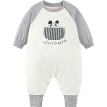 Mini bala bala baby going out jumpsuit for boys and girls raglan sleeves cute rompers pure cotton 2024 autumn