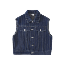 Ueki childrens clothing striped lapel denim boys vest medium and large children 2024 spring new style childrens waistcoat jacket trendy