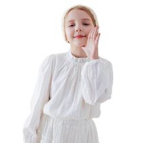 Girls Jacquard Shirt 2024 Spring Trendy New Babydoll Shirt for Medium and Large Children Fashionable Shirt Fashionable Top Childrens Clothing