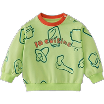 Qiqi Bear Baby Terry Sweater Spring and Autumn New Childrens Pullover Baby Spring Baby Casual Top Spring Clothing