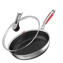 Conbach 316L stainless steel frying pan flat bottom pan non-stick pan induction cooker special frying and frying pan integrated pan