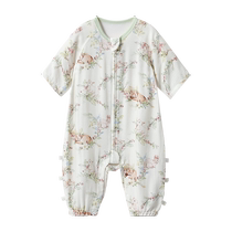 Manxi baby gauze three-quarter sleeves split-leg sleeping bag baby pure cotton gauze four seasons universal anti-kicking quilt artifact