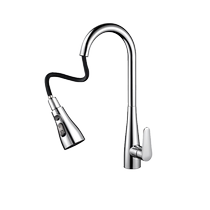 Full copper kitchen pull-out tap washing basin Dishwashing Basin Sink Balcony telescopic splash-proof hot and cold tap