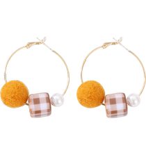 DODOGOGO hoop earrings for women Korean autumn and winter fur ball earrings internet celebrity high-end earrings