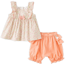 David Bella childrens suit 2024 summer new style girls pure cotton shorts suit baby floral childrens clothing