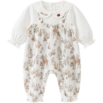Cute Bear baby girl one-piece doll collar spring and autumn clothing romper baby fashionable outing one-year-old dress