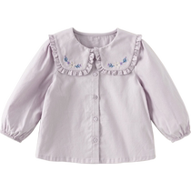 David Bella Girls Shirt 2024 New Autumn Clothing Childrens Long-Sleeved Shirt Little Baby Fashionable Cotton Top