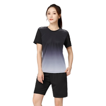 Fitness clothes mens ice silk quick-drying sports suit summer loose short-sleeved T-shirt morning running training fitness suit