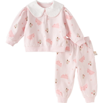 David Bella childrens suit spring and autumn 2024 new girls trousers two-piece set baby casual childrens clothing