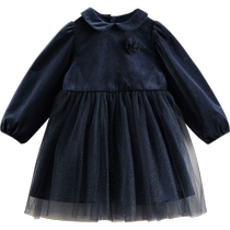 () Marc Jenny Lufu 2024 Spring Dress Girls Hot Silver Mesh Velveteen Dress
