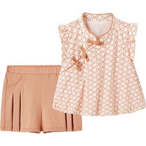 (Same style in the mall) Yingshi baby suit summer new Chinese style girls national style 2024 new baby girl summer clothes