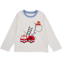 Qianquhui Childrens Engineering Vehicle Series Spring and Summer Childrens Tops Boys Picture Book Style Contrast Color Long Sleeve T-Shirt