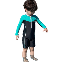 Yuyingfang childrens swimsuit small and medium-sized boys long-sleeved one-piece 2024 new quick-drying baby professional swimwear