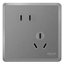 Delixi switch socket panel with one open five-hole cream style white household 86 type 16A air conditioning socket 813 gray