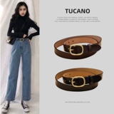 Модный черный универсальный ремень, из натуральной кожи, простой и элегантный дизайн, в корейском стиле