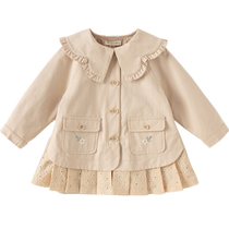 David Bella girls coat 2024 spring new style childrens style windbreaker baby British style top