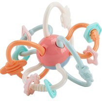 Baby teether hand grasping ball childrens toy rattle puzzle baby grasping training early education interactive chewable soft glue