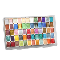 Green Bamboo Pearlescent Solid Watercolor Pigment 60 Color Watercolor Painting Art Students Special Dunhuang Forbidden City Painting Portable Set