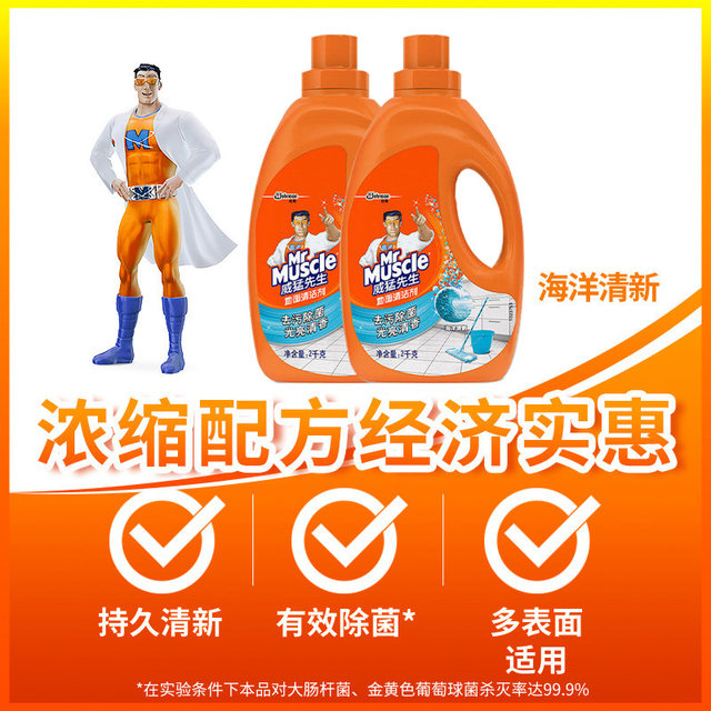 Mr. Mighty Floor Cleaner Ocean Fresh 2kg*2 Bottles Ceramic Tile Marble Wood Floor Sterilization