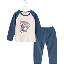 Lan Willy Ocean Boy Automne Clothes Automne Pants Enfants Sous-vêtements Suit Pure Cotton Baby Warm Clothes Big Boy Cotton Sweatshirt Full Cotton