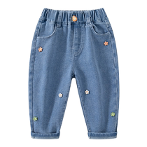 Banxidi girls jeans autumn 2024 new style childrens pants baby childrens casual trousers spring and autumn