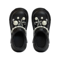Chikoku Sane Silver Croc Shoes Thick-soled Womens Summer Outerwear Increased Versatile Soft-soled Beach Slippers ins
