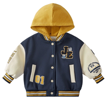 jellybaby baseball uniform jacket boys 2023 childrens autumn and winter cardigan plus velvet trendy baby clothes winter clothing