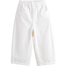Mark Jenny 2024 new autumn clothing for boys and girls loose cotton straight jeans childrens pants